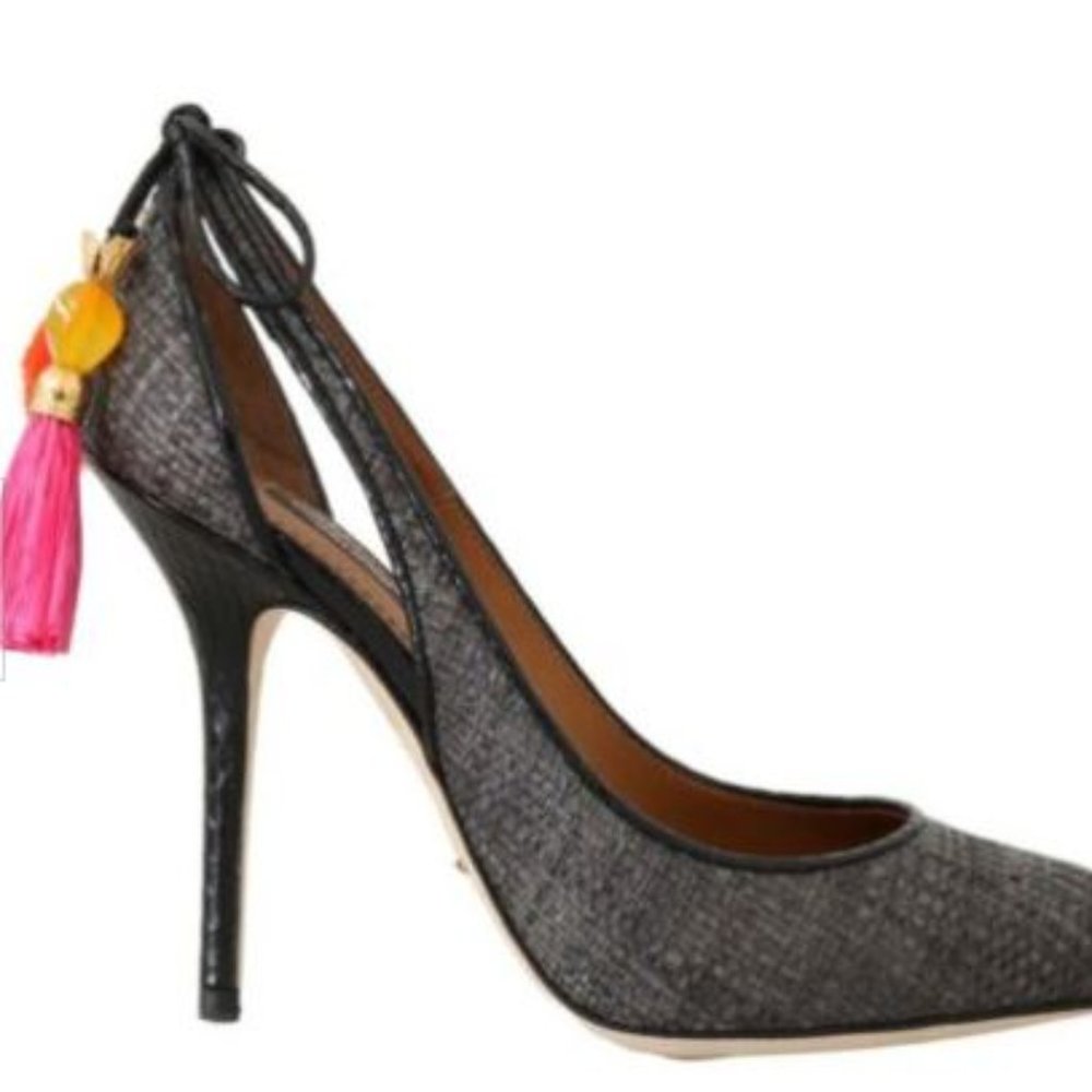 Authentic Dolce & Gabbana straw tassel Pom pom pumps